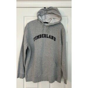 Vintage Y2K Timberland gray grey men’s embroidered hooded sweatshirt shirt SMALL
